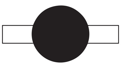 Black circle between two rectangles, modern graphic design, element