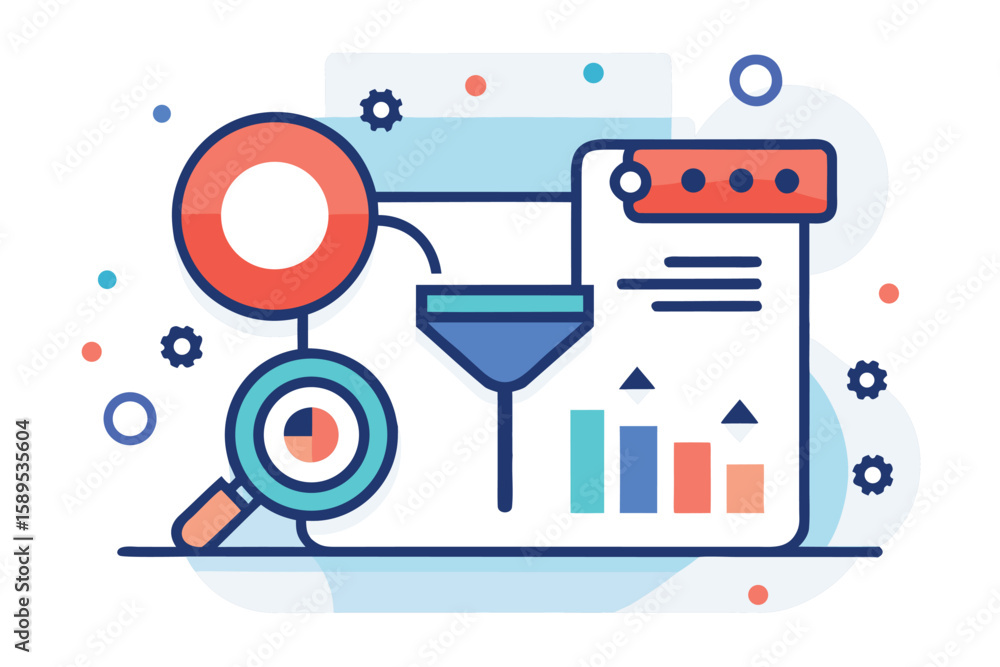 Poster data analytics concept visualization illustrating business insights and strategic information analys