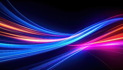 Abstract vibrant light trails on a dark background