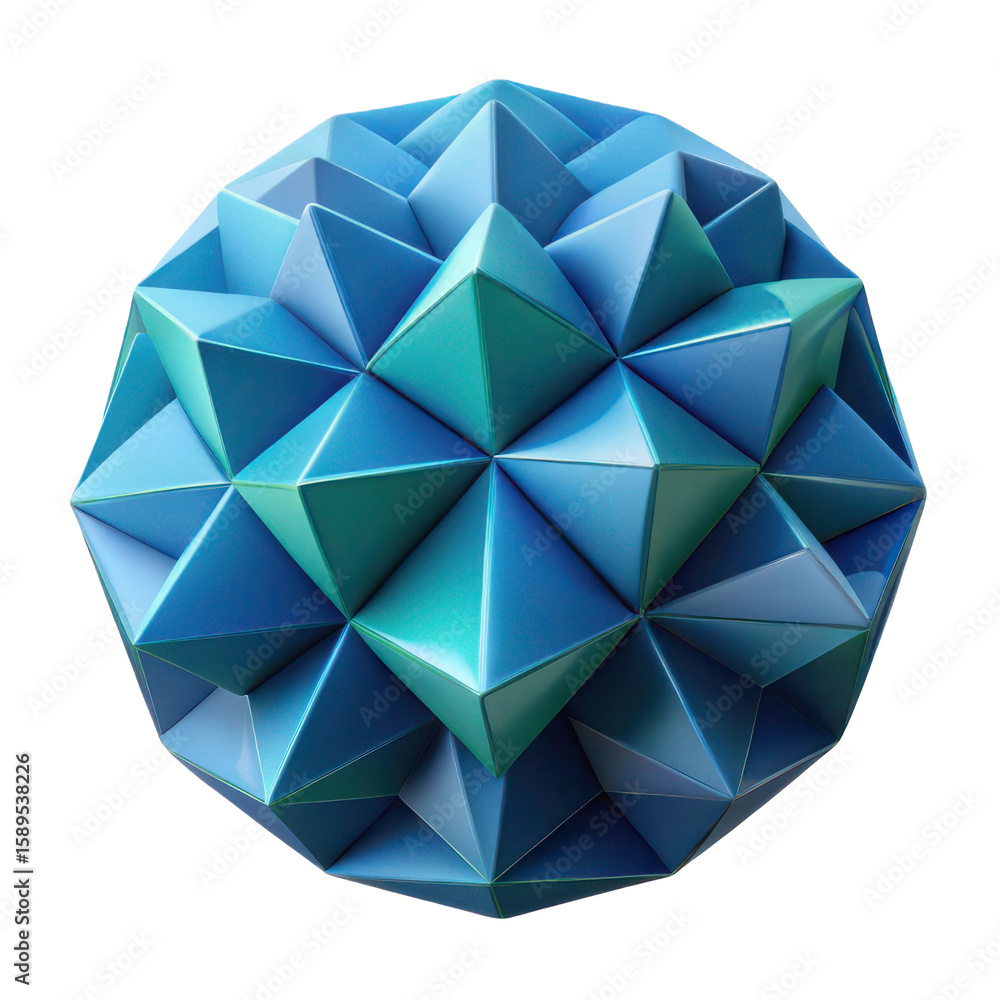 Fototapete geometric sphere art abstract design blue color rendering d crystal shapes polygonal ball background