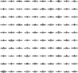 Obraz premium Black horizontal ornamental vector borders with transparent background