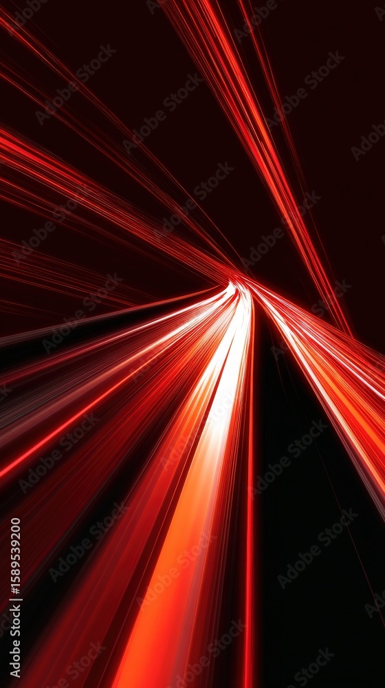 Aufkleber abstract light trails in red and white create a dynamic, futuristic pattern against a dark backgroun