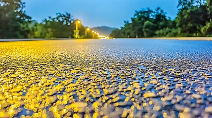 Wet pavement reflecting vivid urban lights in natural street setting, 50mm lens, detailed textures and soft glow of city reflections