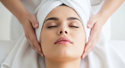 Woman receiving a relaxing face massage