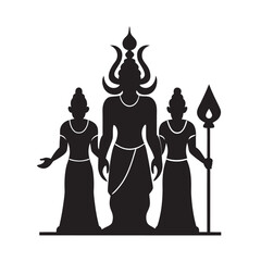 Divine Trio Of Hindu Gods Silhouette