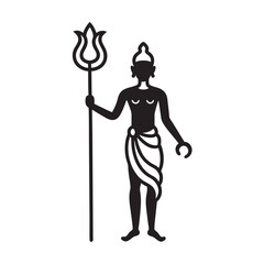 Vishnu Holding Shankha And Chakra Silhouette