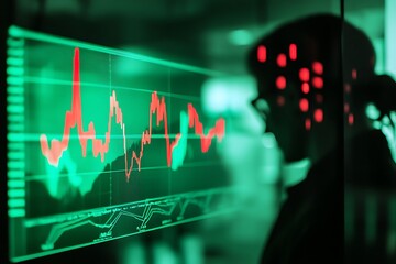 Fototapeta premium Financial analyst studying stock market data on a screen for investment strategy analysis