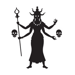 Kali Goddess In Ferocious Pose Silhouette