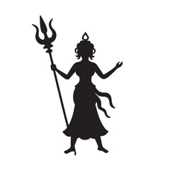 Goddess Durga Slaying Mahishasura Scene Silhouette