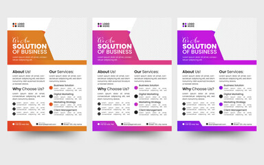 Corporate business flyer template design set. A4 format flyer or brochure for corporate business advertising vector abstract design, annual report or modern leaflet, cover or presentation. 