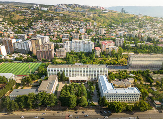 Tbilisi, Georgia - 15th july, 2025: Aerial view Tbilisi state medical university - TSMU. Popular...