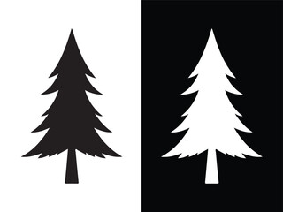 Black and white silhouette of a pine tree nature