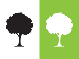 Black and white tree silhouettes on contrasting backgrounds