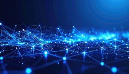 Abstract network design.  Blue lights, connecting lines