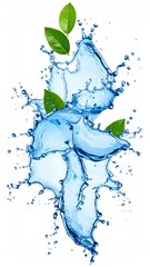 Abstract water splash with leaves