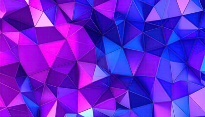 Abstract geometric pattern of vibrant purple and blue triangles