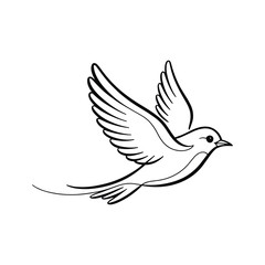 Obraz premium Delicate black line art of a bird in flight with wings spread flying tail