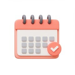 3d calendar with checkmark isolated on white background