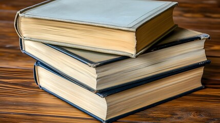 Naklejka premium Stack of Old Vintage Books on Wooden Table