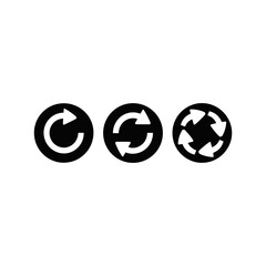 Rotation Cycle Arrow: A set of three simple arrow cycle for rotation, synchronization and circulation in round frames, rendered in minimal black and white.