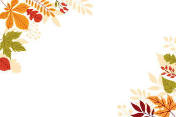 Fallen gold and red autumn forest leaves