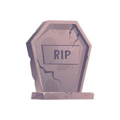 Gravestone are made from stone and looking old. Tombstone. Vector Illustration isolated on white.
