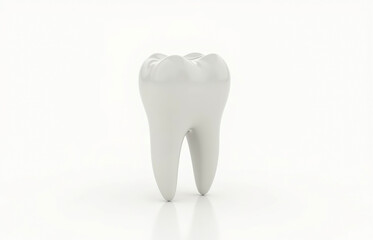 A pristine, glossy tooth stands prominently on a bright white background, symbolizing the importance of dental health