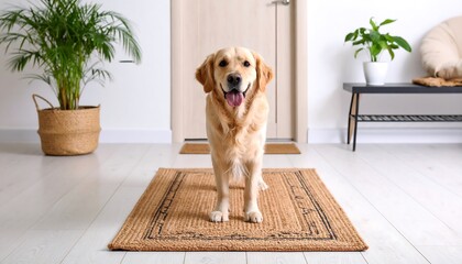 Golden Retriever at Home Entrance