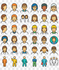 avatar character icon set and Diverse People Icons Set for Web, UI, and User Interface cartoon people icons