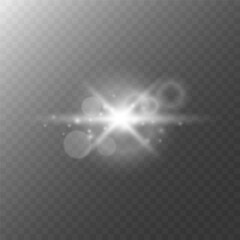 A luminous star with a bokeh effect on transparent background.