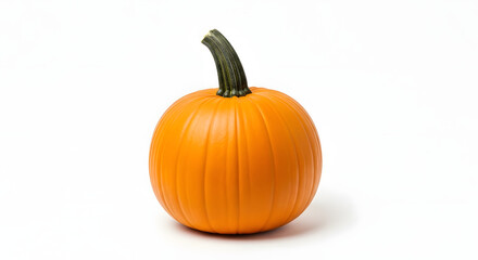 Obraz premium Single, vibrant orange pumpkin, isolated against white background.