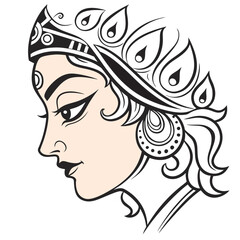  Colorful Durga Maa Face Vector art design illustrations, Line art vector design, illustrator design