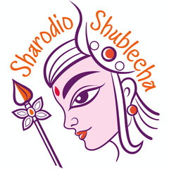 Colorful Durga Maa Face Vector art design illustrations, Line art vector design, illustrator design