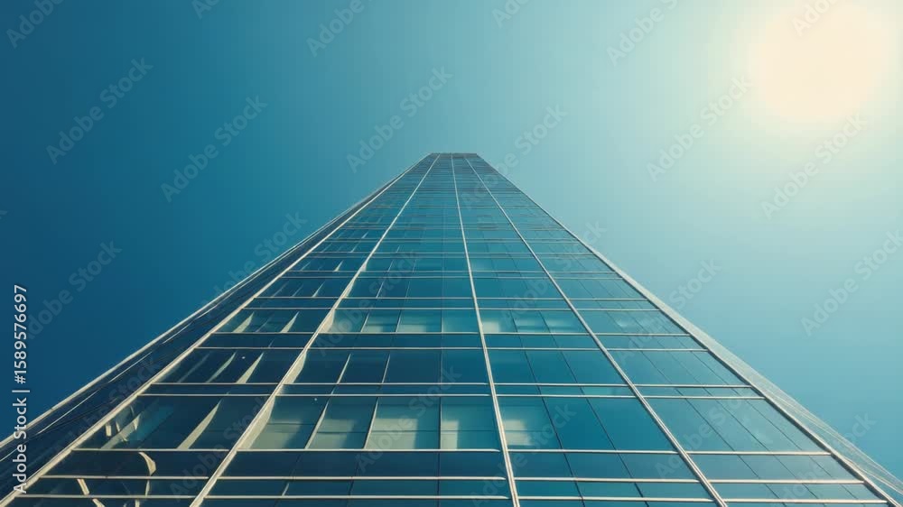 Poster a high-rise building with numerous windows, suitable for use in cityscape or architecture contexts