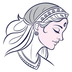 Colorful Durga Maa Face Vector art design illustrations, Line art vector design, illustrator design