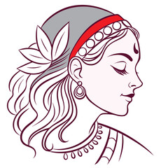 Colorful Durga Maa Face Vector art design illustrations, Line art vector design, illustrator design