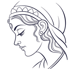 Colorful Durga Maa Face Vector art design illustrations, Line art vector design, illustrator design