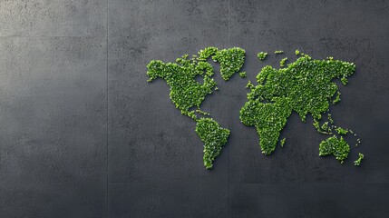 Globe A world map made of green plants and moss, highlighting the connection between nature and humanity.