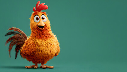 A cartoon chicken depicted in an animated style.