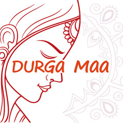Colorful Durga Maa Face Vector art design illustrations, Line art vector design, illustrator design