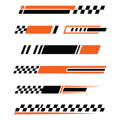 Sport racing stripes car stickers for vehicle body modification, speed and drift vinyl decals suitable for cars, bikes, and trucks, vector race car sticker set isolated
