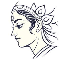 silhouette of a woman, Durga maa face vector illustration 
