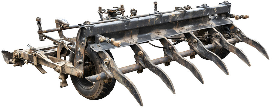 Realistic Studio-Lit Photo-Realistic subsoiler plow with deep tine versatile design element, commercial stock asset, ideal for web banners and advertising, mockups, content creation