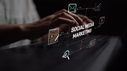 Social media marketing strategy with engagement metrics. Social marketing boosts media visibility....