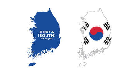 south korea flag and map set. south korea flag in official colors and proportions., map