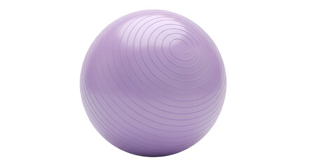 Studio shot shows a purple exercise ball with spiral pattern on black background