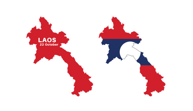 laos  flag and map set. laos flag in official colors and proportions., map