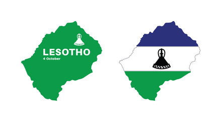 lesotho flag and map set. lesotho flag in official colors and proportions., map