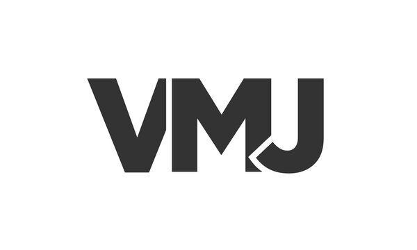 VMJ logo design template with strong and modern bold text. Initial based vector logotype featuring simple and minimal typography. Trendy company identity.