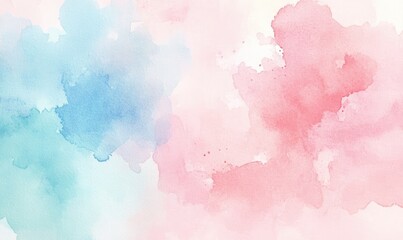 Abstract Watercolor Texture, Blue and Pink Wash Effects on White Paper Surface
